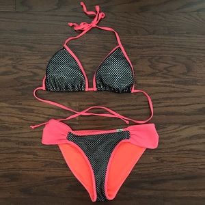 Hot pink/orange mesh bikini